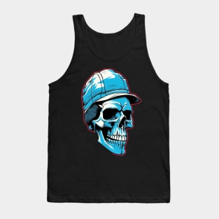 Feeling vintage and edgy with this retro skull art on spruce blue Tank Top